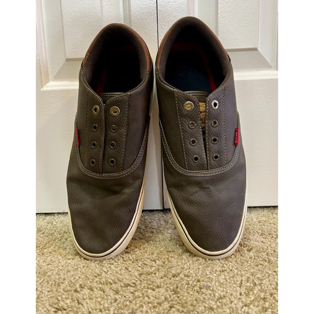 Levis Ethan Brown Faux Leather Low Top Sneakers Mens Size 11